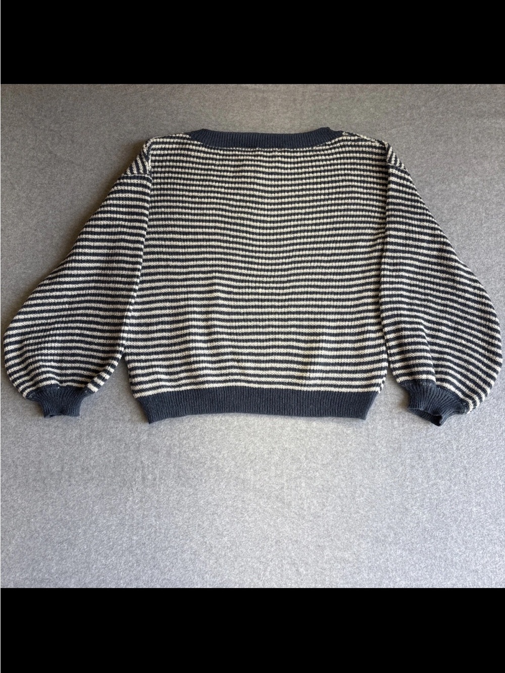 Striped Navy and Cream Crewneck Sweater - Picture 6 of 7